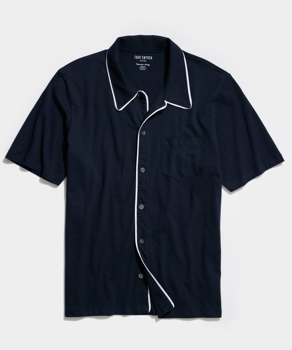 Made in L.A. Montauk Tipped Full Placket Polo - Navy