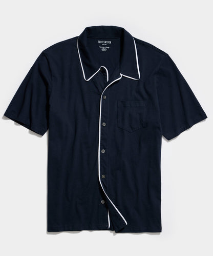 Made in L.A. Montauk Tipped Full Placket Polo - Navy