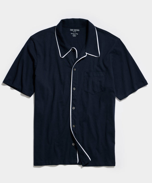 Made in L.A. Montauk Tipped Full Placket Polo - Navy