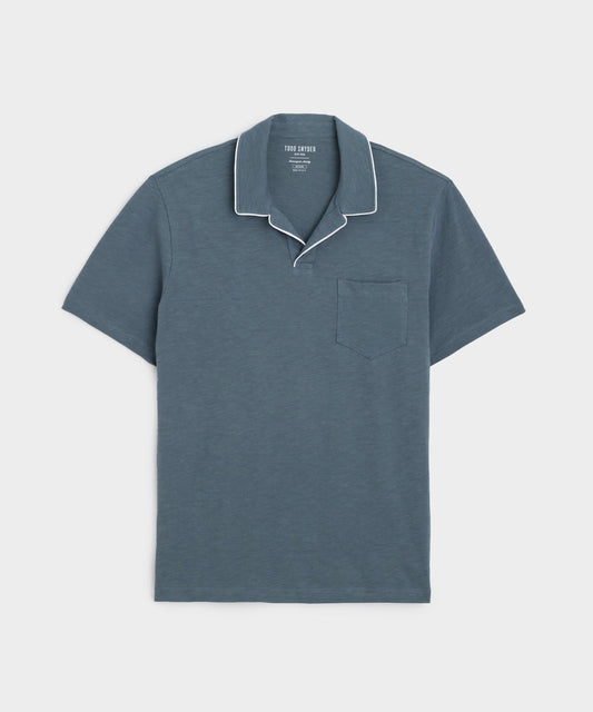 Made in L.A. Jersey Tipped Montauk Polo - Blue Metal