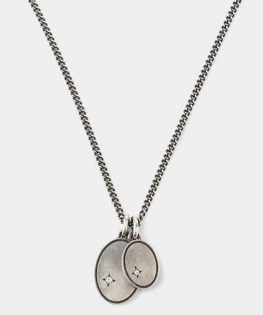 Maor The Gudo Oval Necklace Silver with White Diamonds - Silver