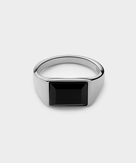 Miansai Sterling Silver Lennox Onyx Ring - Silver