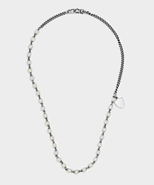 Mondi Silver Necklace with White Pearls - White