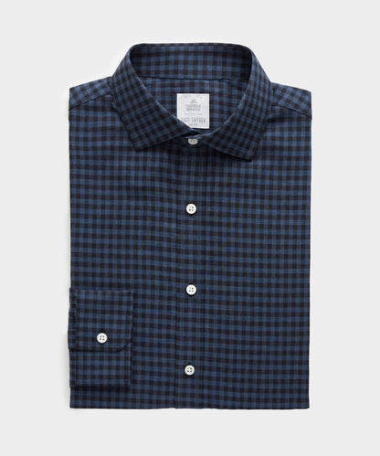 Slim Fit Flannel Spread Collar Dress Shirt - Navy
