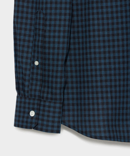 Slim Fit Flannel Spread Collar Dress Shirt - Navy