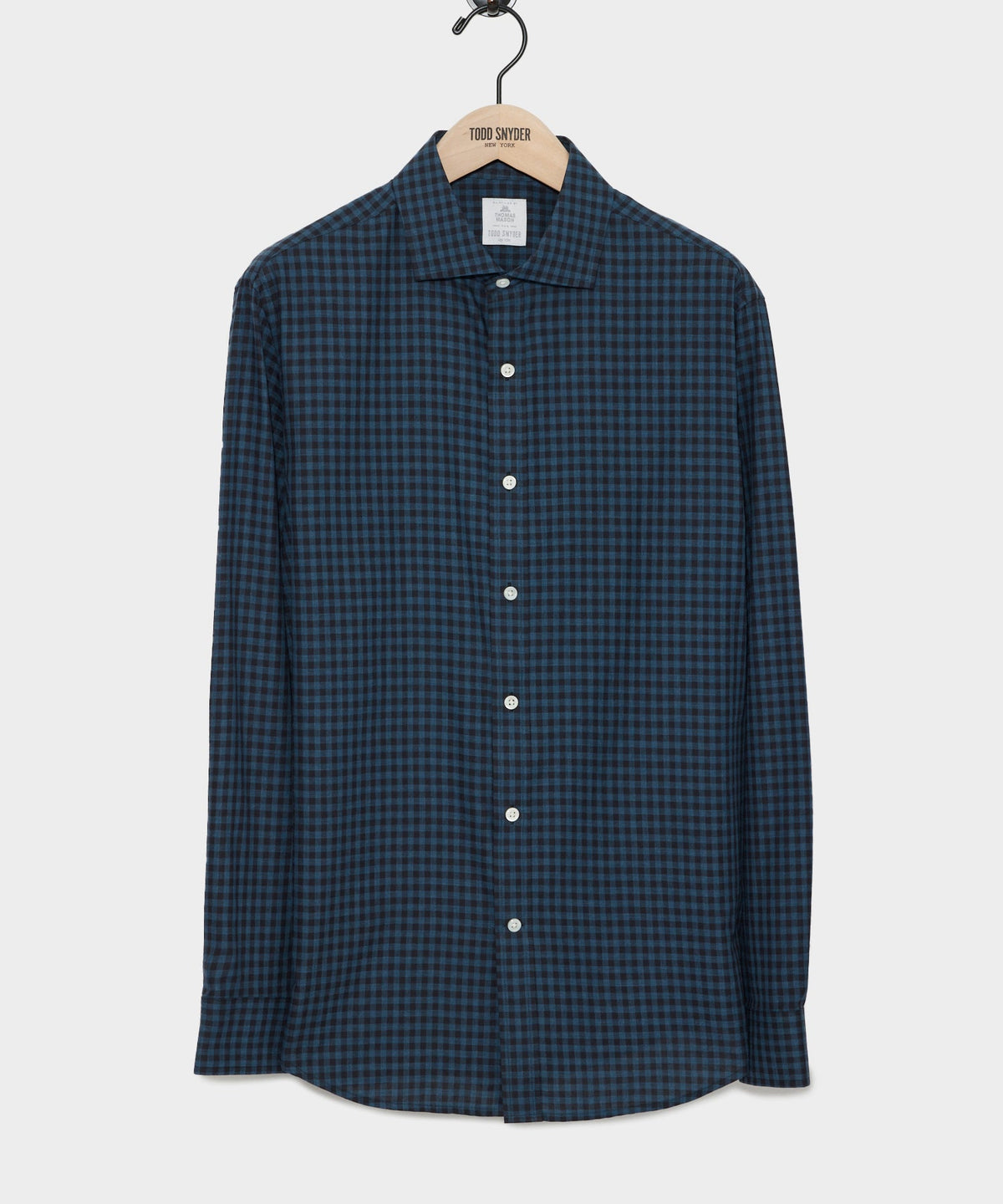 Slim Fit Flannel Spread Collar Dress Shirt - Navy