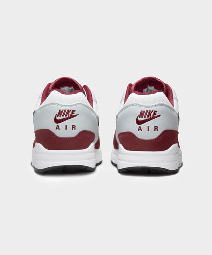 Nike Air Max 1 White / Dark Team Red - Grey