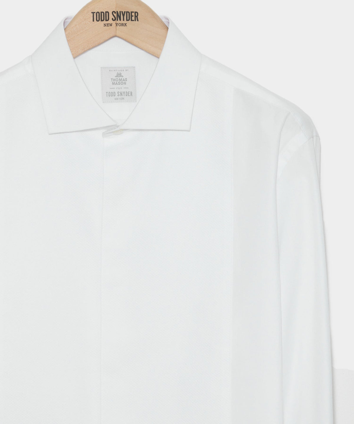 Italian Cotton Pique Bib Front Tuxedo Shirt - White