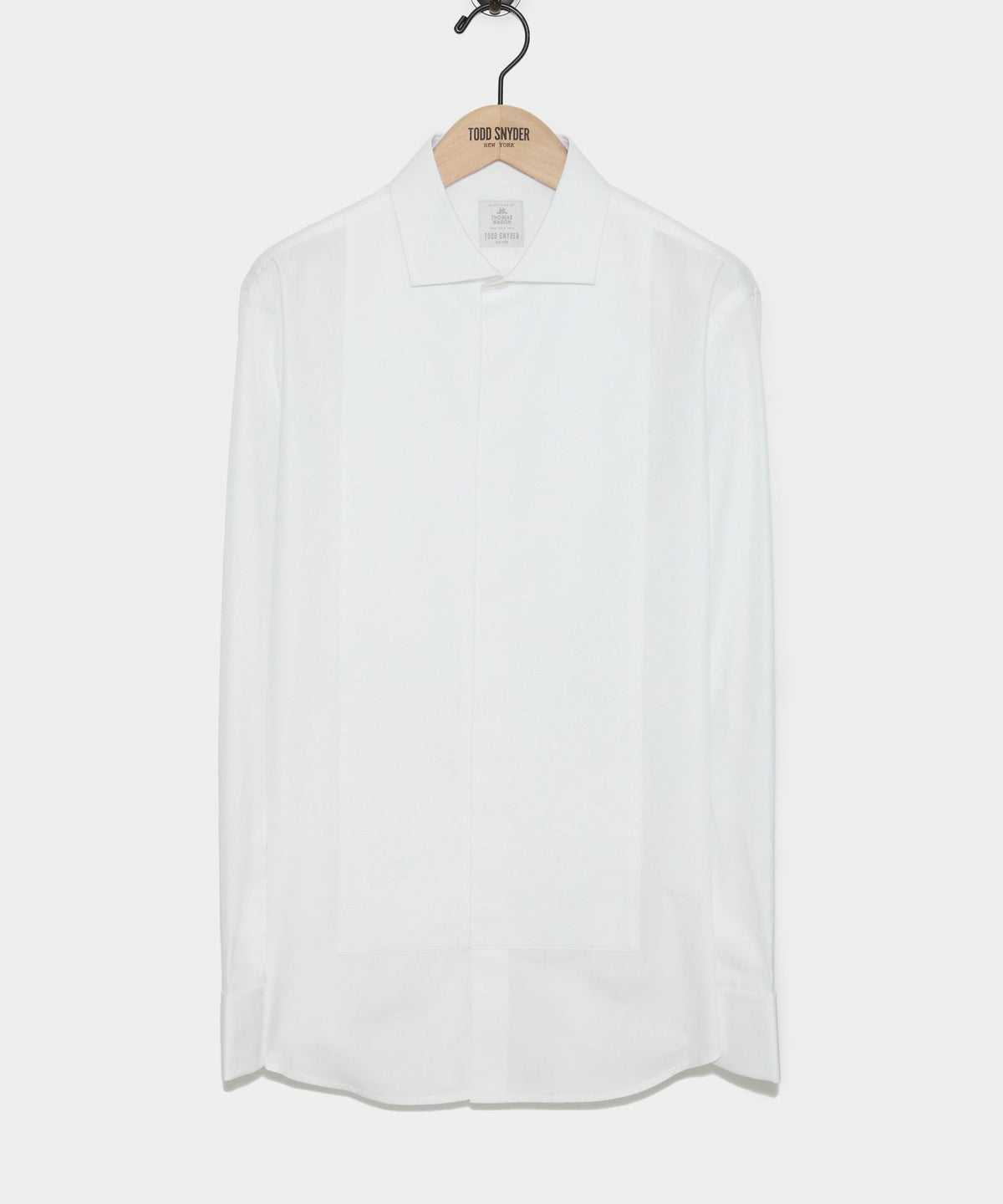 Italian Cotton Pique Bib Front Tuxedo Shirt - White