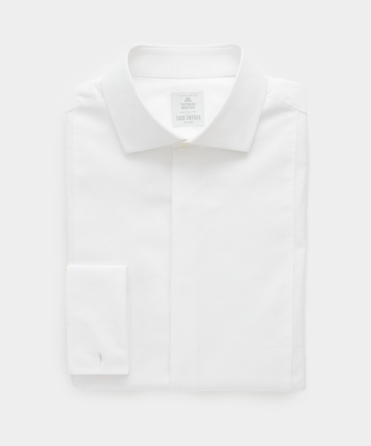 Italian Cotton Pique Bib Front Tuxedo Shirt - White
