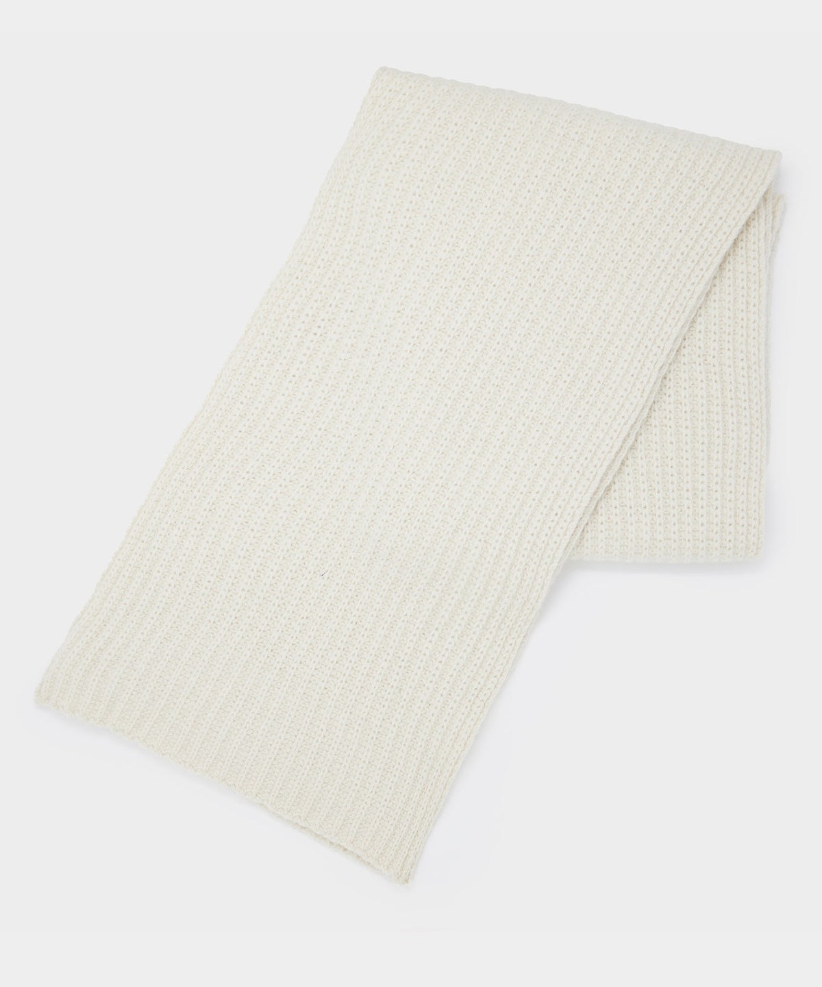 Recycled Cashmere Half Cardigan Stitch Scarf - Cream