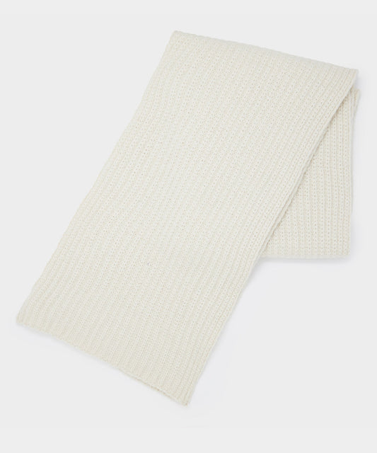 Recycled Cashmere Half Cardigan Stitch Scarf - Cream