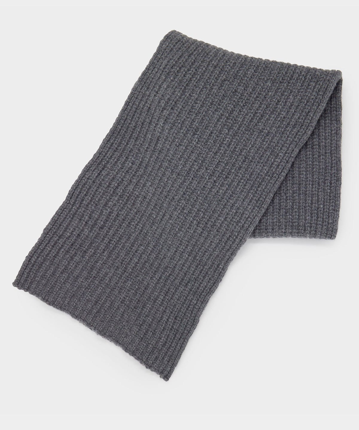 Recycled Cashmere Half Cardigan Stitch Scarf - Grey Heather