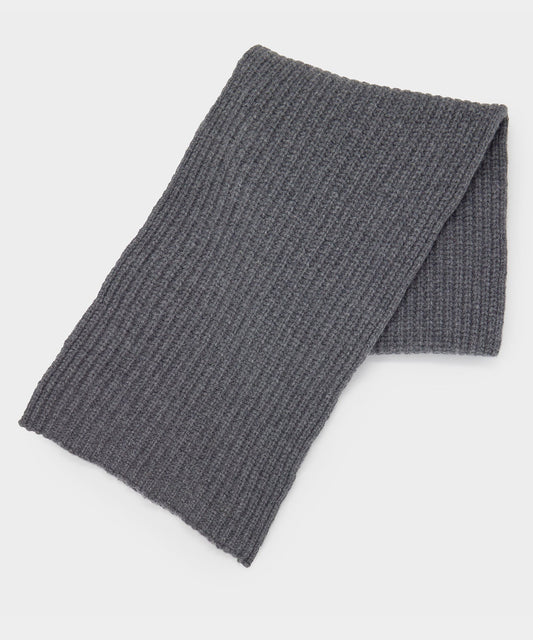 Recycled Cashmere Half Cardigan Stitch Scarf - Grey Heather