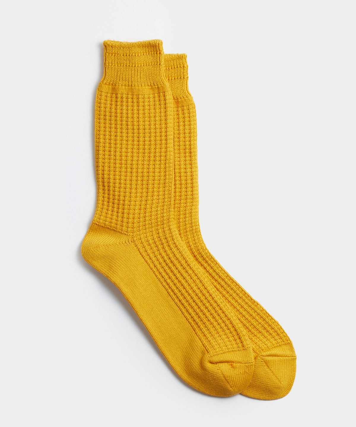 RoToTo Cotton Waffle Crew Sock - Mustard