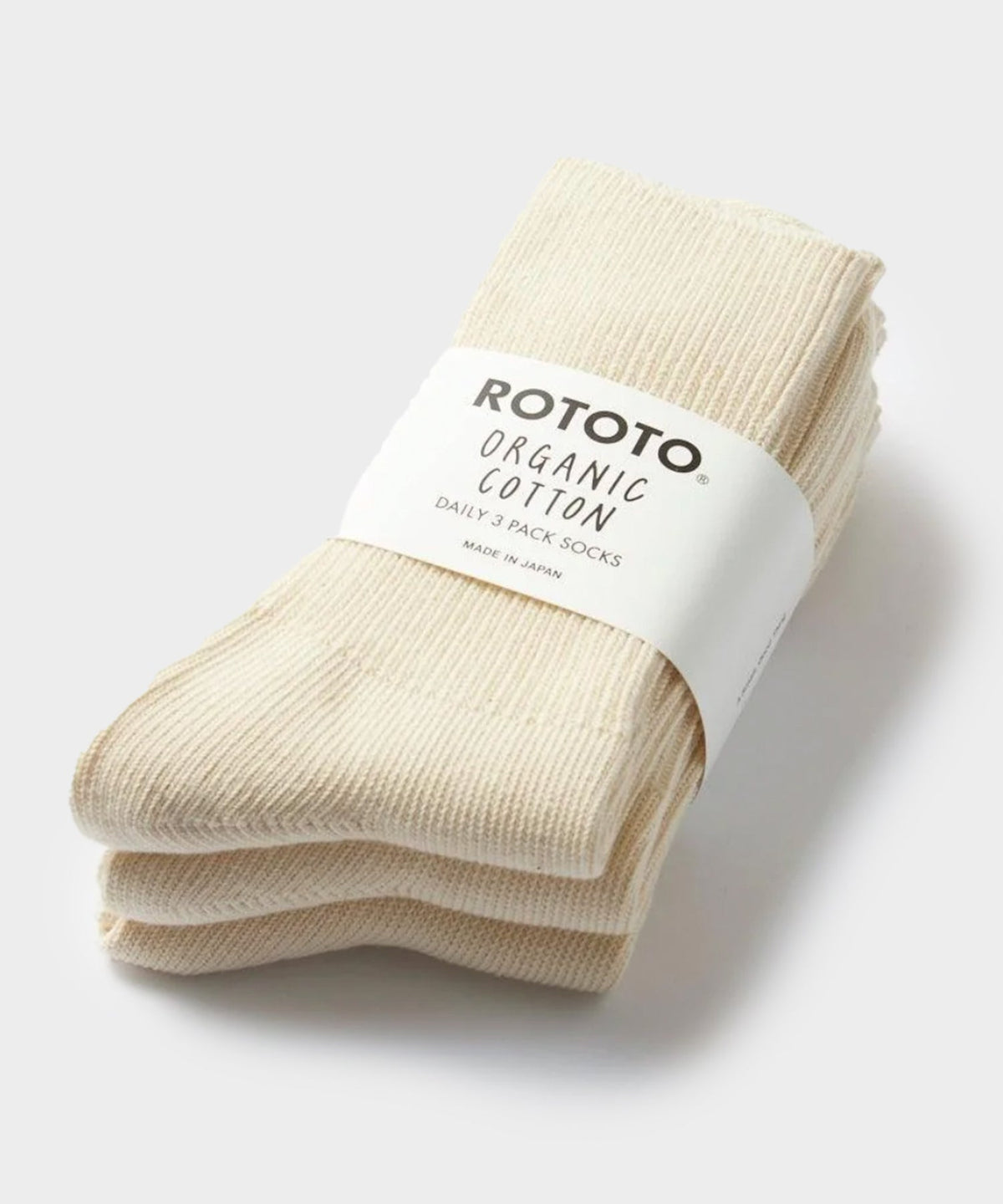 RoToTo Organic Daily 3 Pack Crew Socks - Ecru