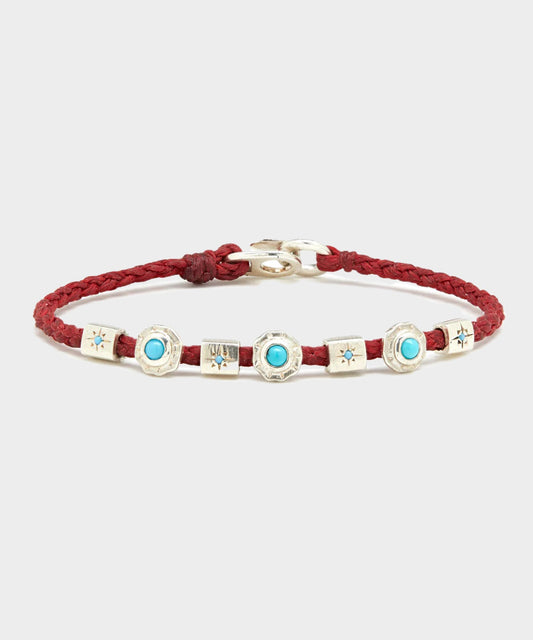 Scosha Totem Rope Bracelet With Turquoise - Red