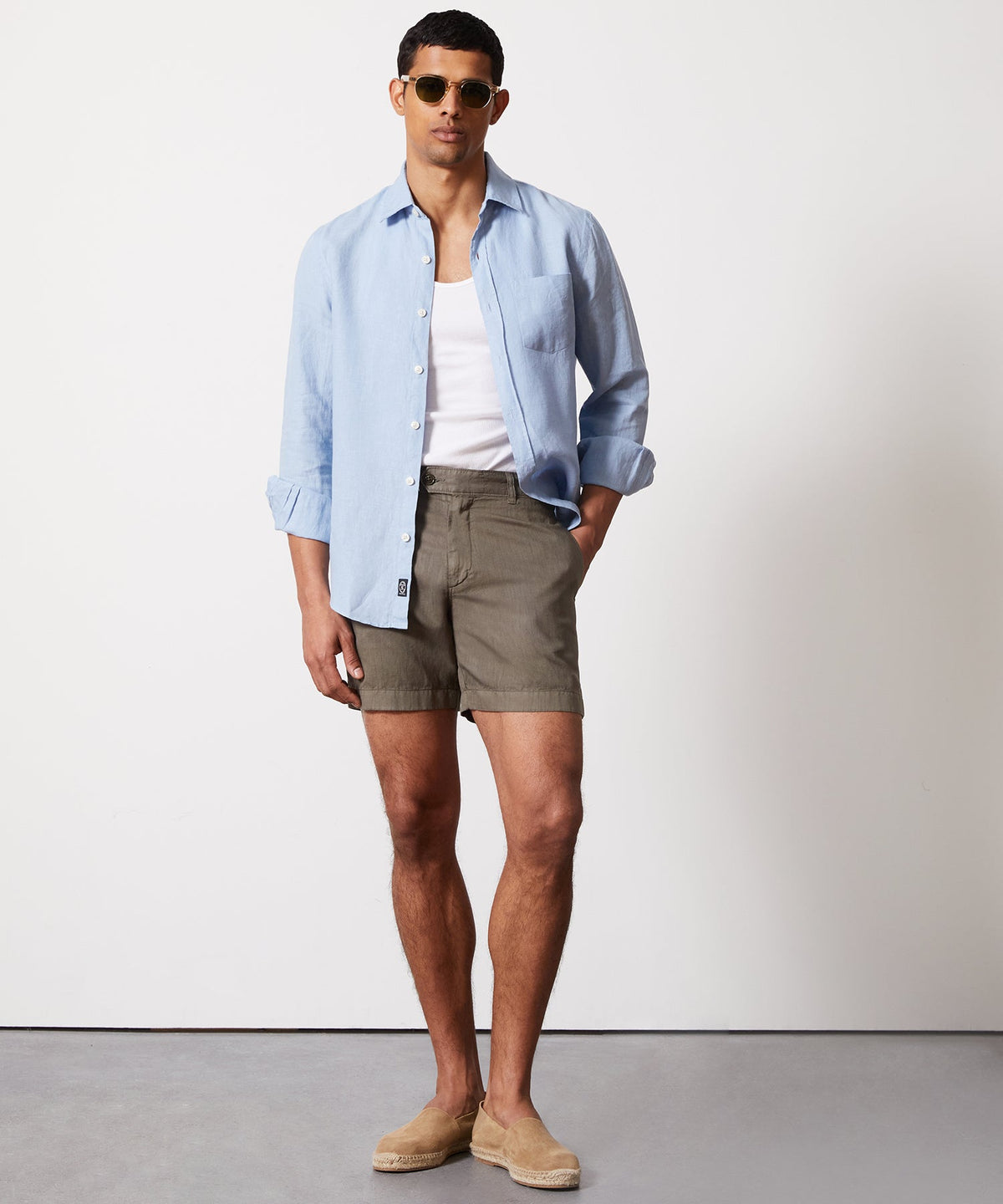 Sea Soft Irish Linen Point Collar Shirt - Blue Tide