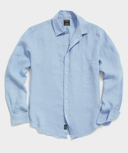 Sea Soft Irish Linen Point Collar Shirt - Blue Tide