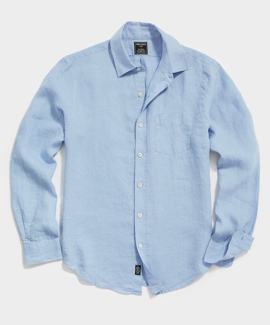 Sea Soft Irish Linen Point Collar Shirt - Blue Tide