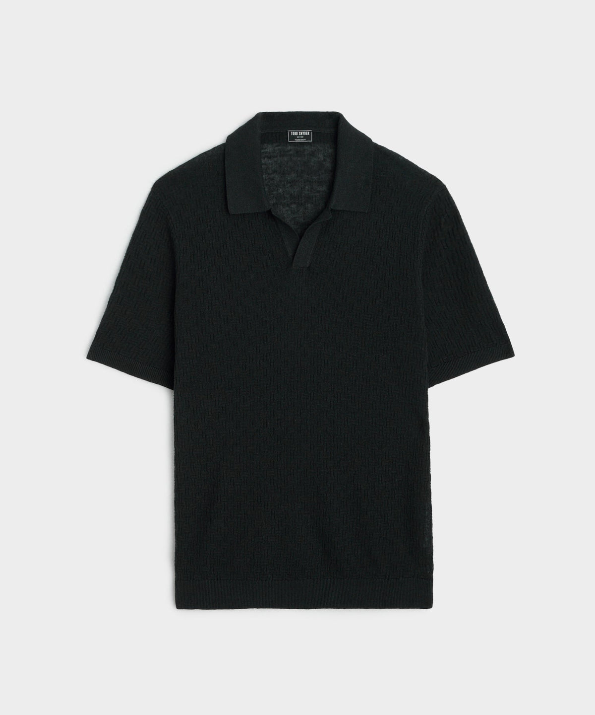 Textured Linen Montauk Sweater Polo - Black