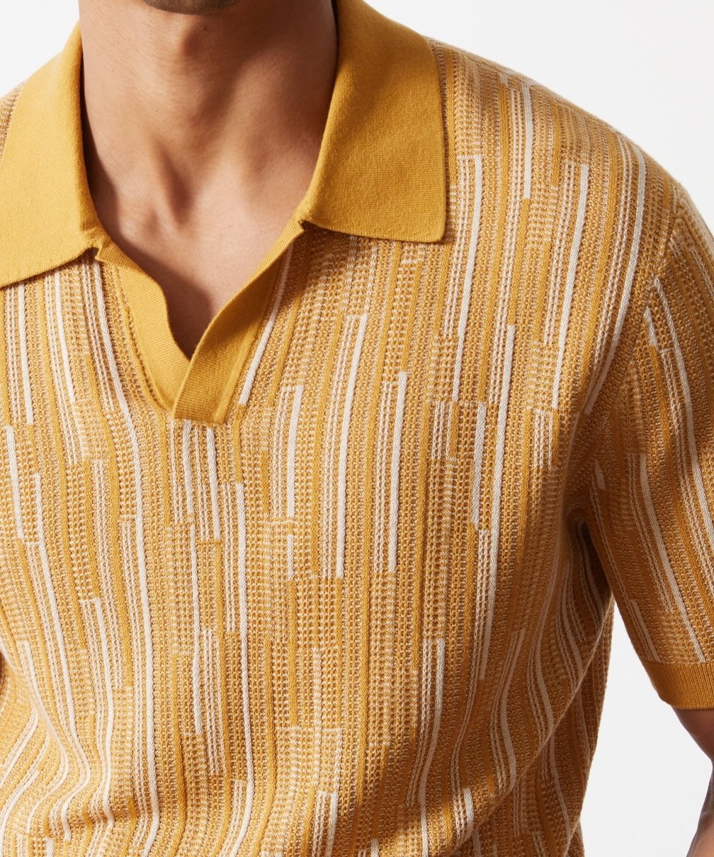 Textured Silk-Cotton Montauk Sweater Polo - Lemon