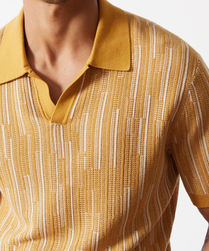 Textured Silk-Cotton Montauk Sweater Polo - Lemon