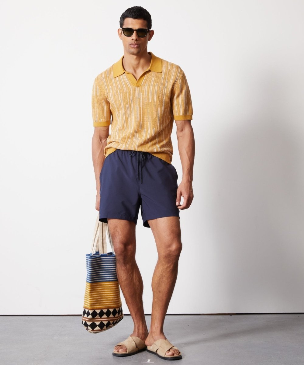 Textured Silk-Cotton Montauk Sweater Polo - Lemon