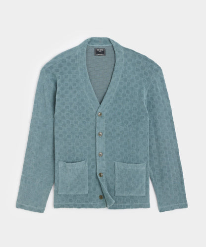 Tile Terry Cardigan - Green Pewter