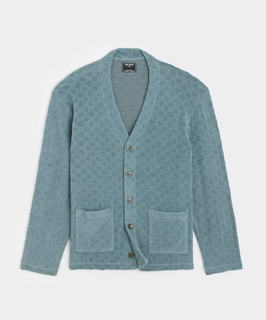 Tile Terry Cardigan - Green Pewter