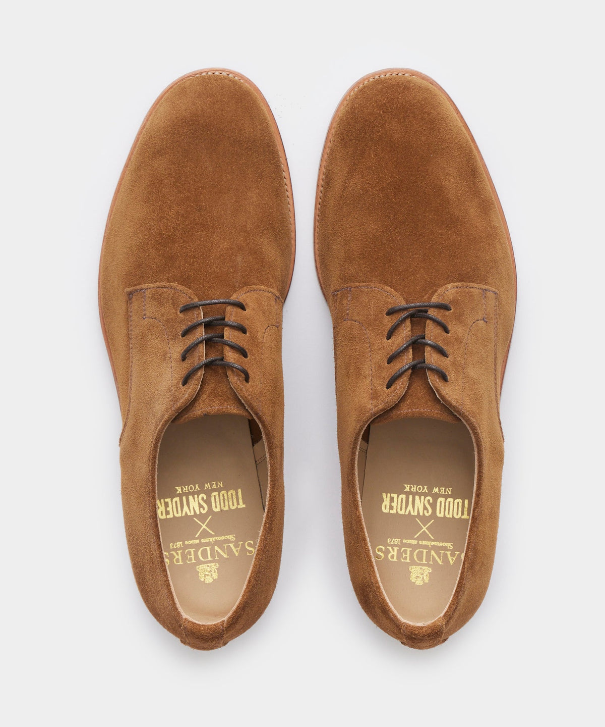 Todd Snyder x Sanders Archie Unconstructed Lace-Up Suede Derby - Tobacco