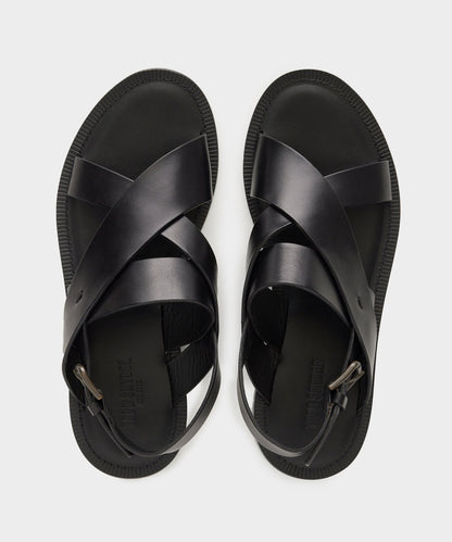 Tuscan Leather Crossover Backstrap Sandal - Black