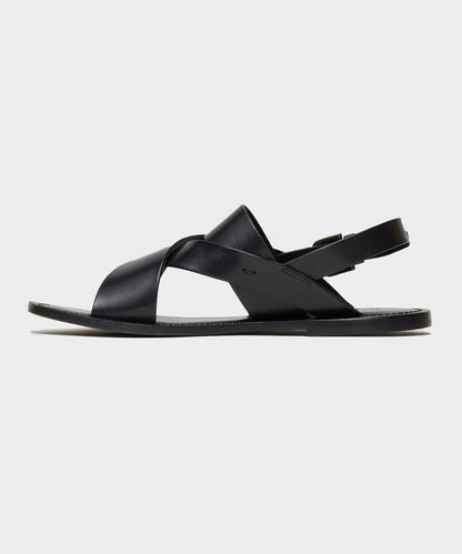 Tuscan Leather Crossover Backstrap Sandal - Black