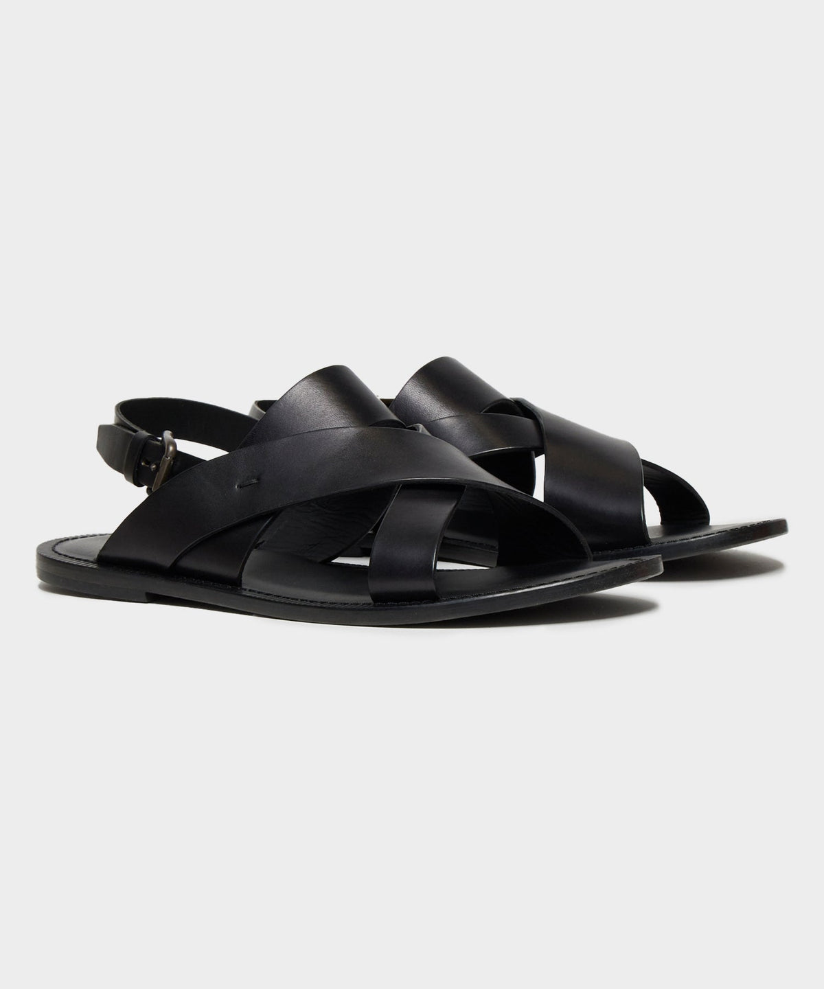 Tuscan Leather Crossover Backstrap Sandal - Black