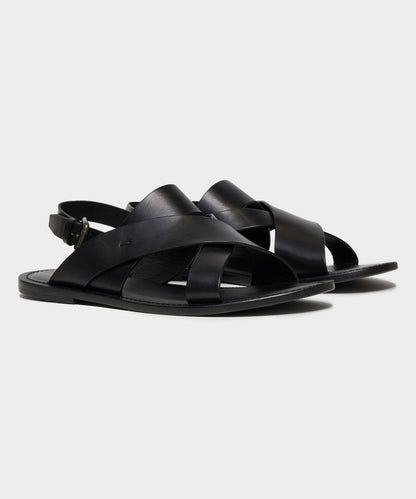 Tuscan Leather Crossover Backstrap Sandal - Black