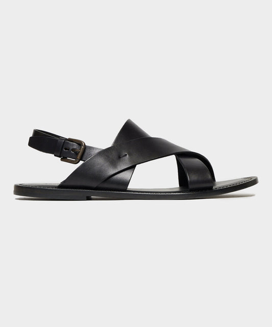 Tuscan Leather Crossover Backstrap Sandal - Black